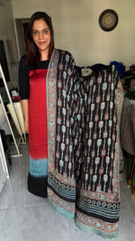 Load image into Gallery viewer, Vanaspathi handblocked modal silk dupatta paired with modal silk shaded top 2 piece set