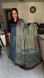 Load image into Gallery viewer, Pomegranate natural dye Handblock modal silk top and dupatta 2 piece sets