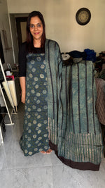 Load image into Gallery viewer, Pomegranate natural dye Handblock modal silk top and dupatta 2 piece sets