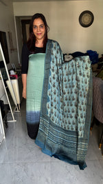 Load image into Gallery viewer, Vanaspathi handblocked modal silk dupatta paired with modal silk shaded top 2 piece set