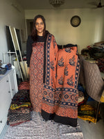Load image into Gallery viewer, Natural Dyes ajrakh Handblock Printed Modaal silk 2  Piece with unique  Design suit MF0082
