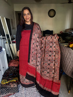 Load image into Gallery viewer, Natural Dyes ajrakh Handblock Printed Modaal silk 2  Piece with unique  Design suit MF0082