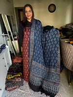 Load image into Gallery viewer, Natural Dyes ajrakh Handblock Printed Modaal silk 2  Piece with unique  Design suit MF0082