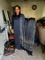 Load image into Gallery viewer, Natural Dyes ajrakh Handblock Printed Modaal silk 2  Piece with unique  Design suit MF0082