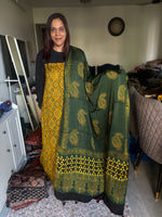 Load image into Gallery viewer, Natural Dyes ajrakh Handblock Printed Modaal silk 2  Piece with unique  Design suit MF0082