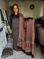 Load image into Gallery viewer, Natural Dyes ajrakh Handblock Printed Modaal silk 2  Piece with unique  Design suit MF0082