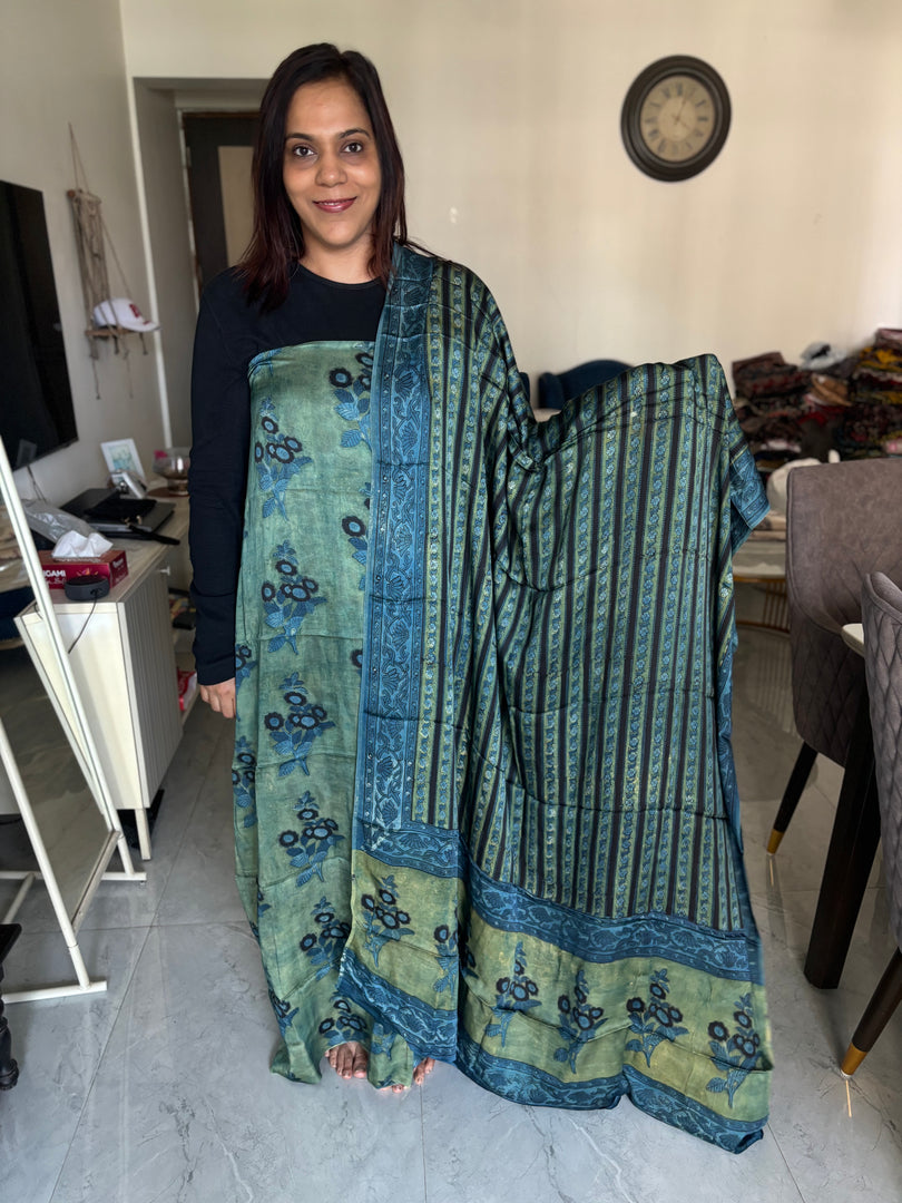 Pure vanaspathi handblocked modal silk 2 piece suit