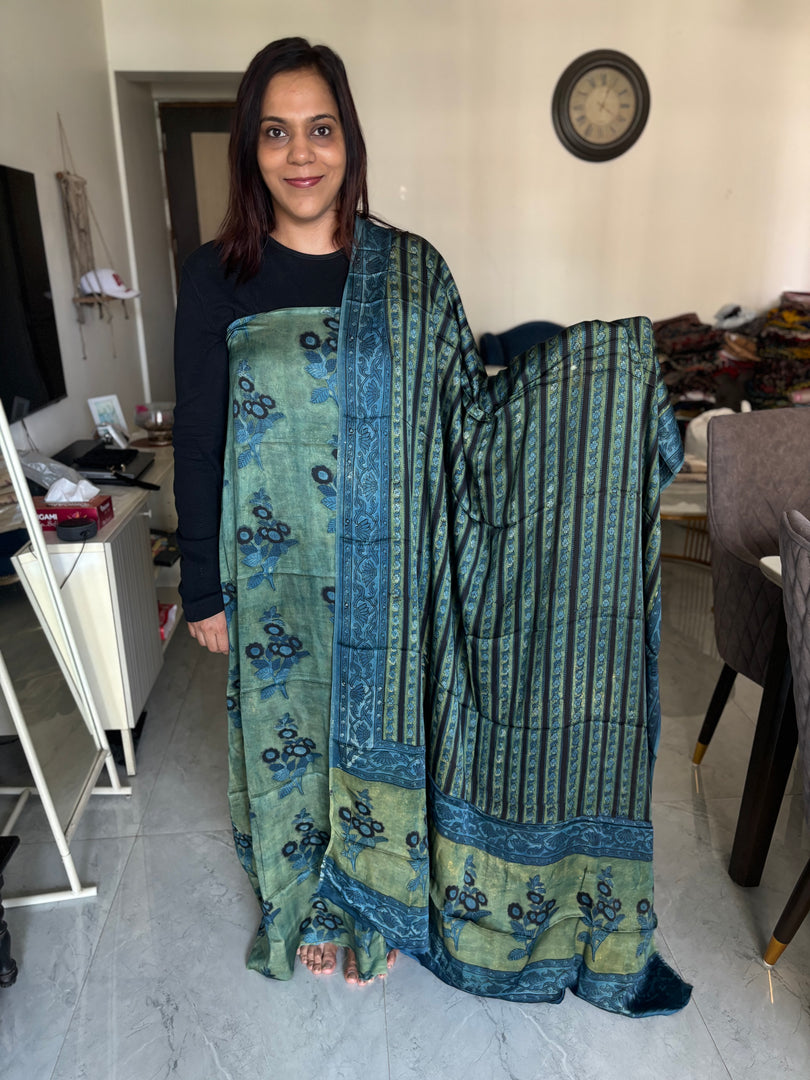 Pure vanaspathi handblocked modal silk 2 piece suit