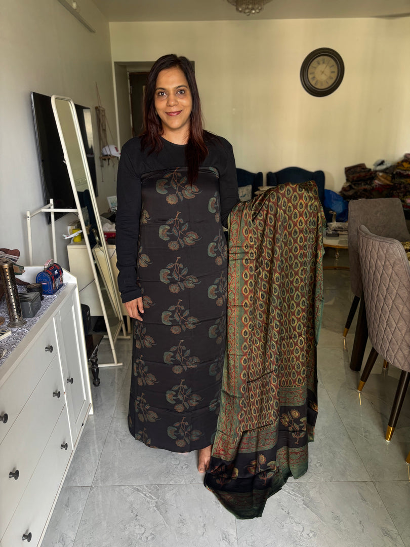 Pure vanaspathi handblocked modal silk 2 piece suit