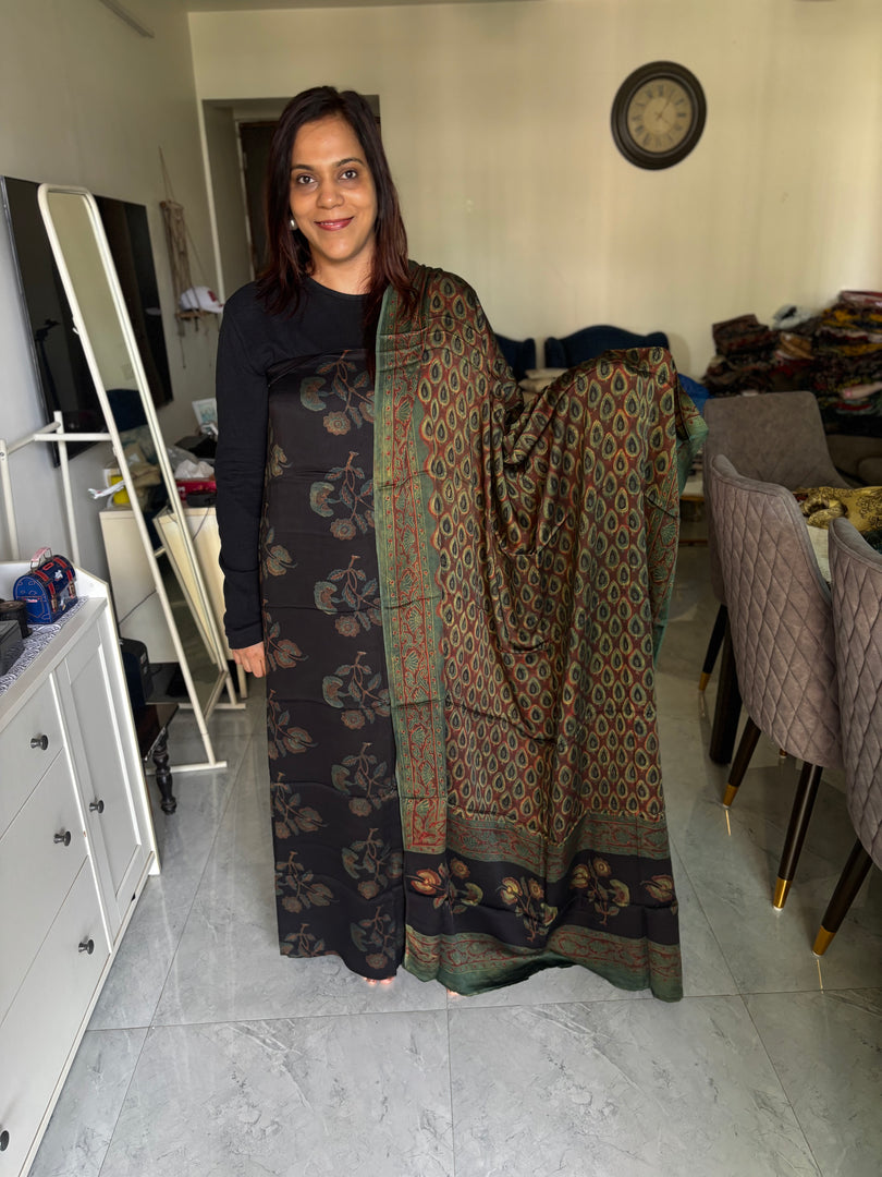Pure vanaspathi handblocked modal silk 2 piece suit