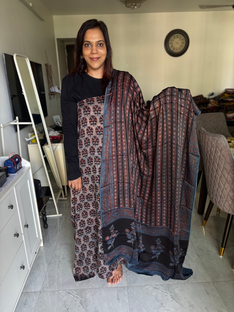 Pure vanaspathi handblocked modal silk 2 piece suit