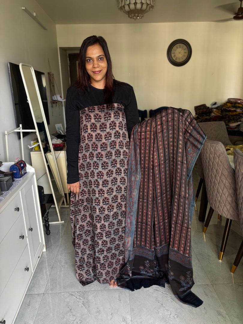 Pure vanaspathi handblocked modal silk 2 piece suit