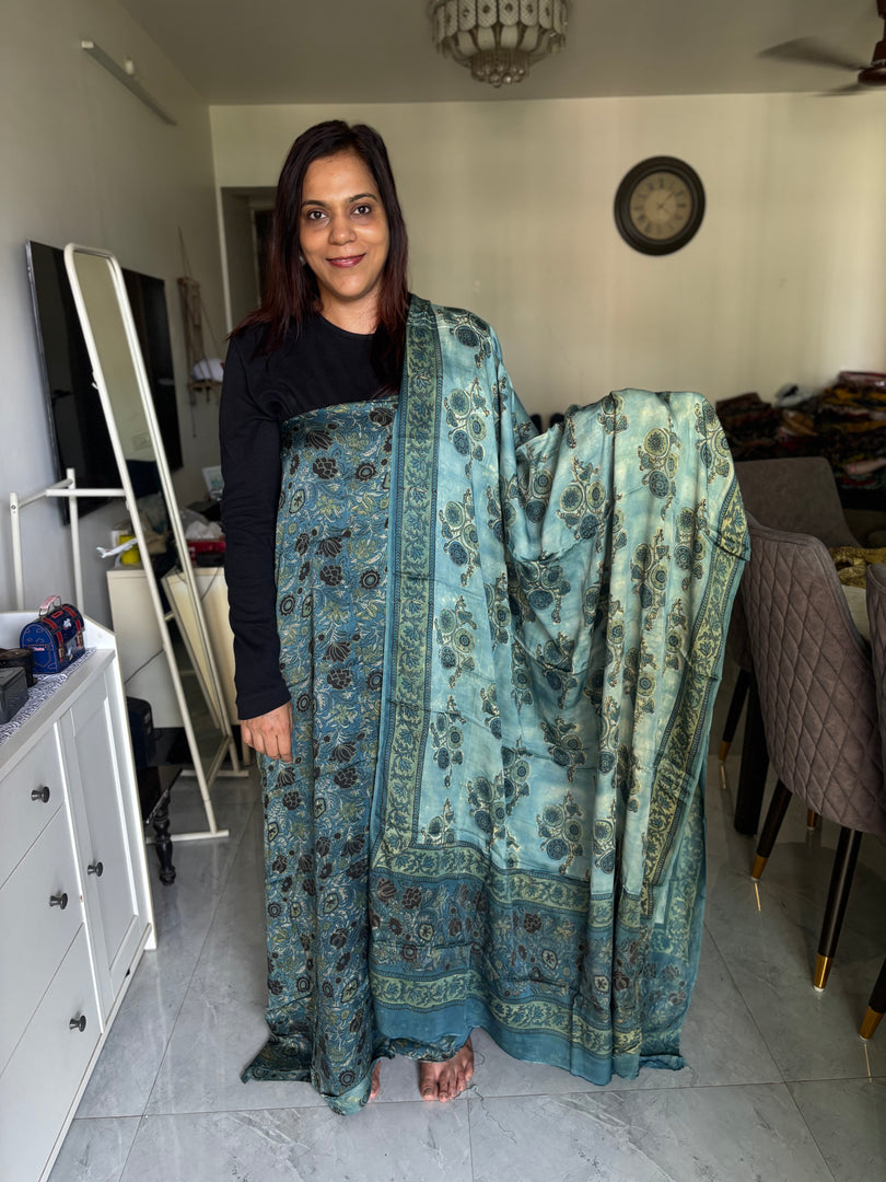 Pure vanaspathi handblocked modal silk 2 piece suit