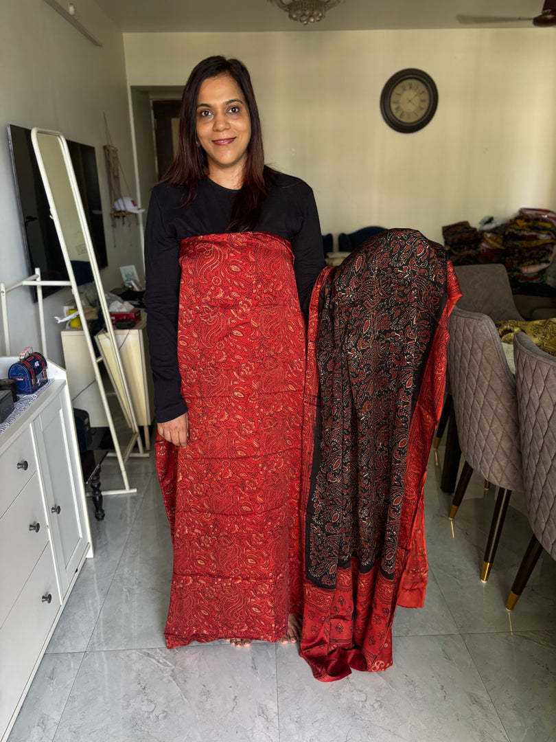 Pure vanaspathi handblocked modal silk 2 piece suit