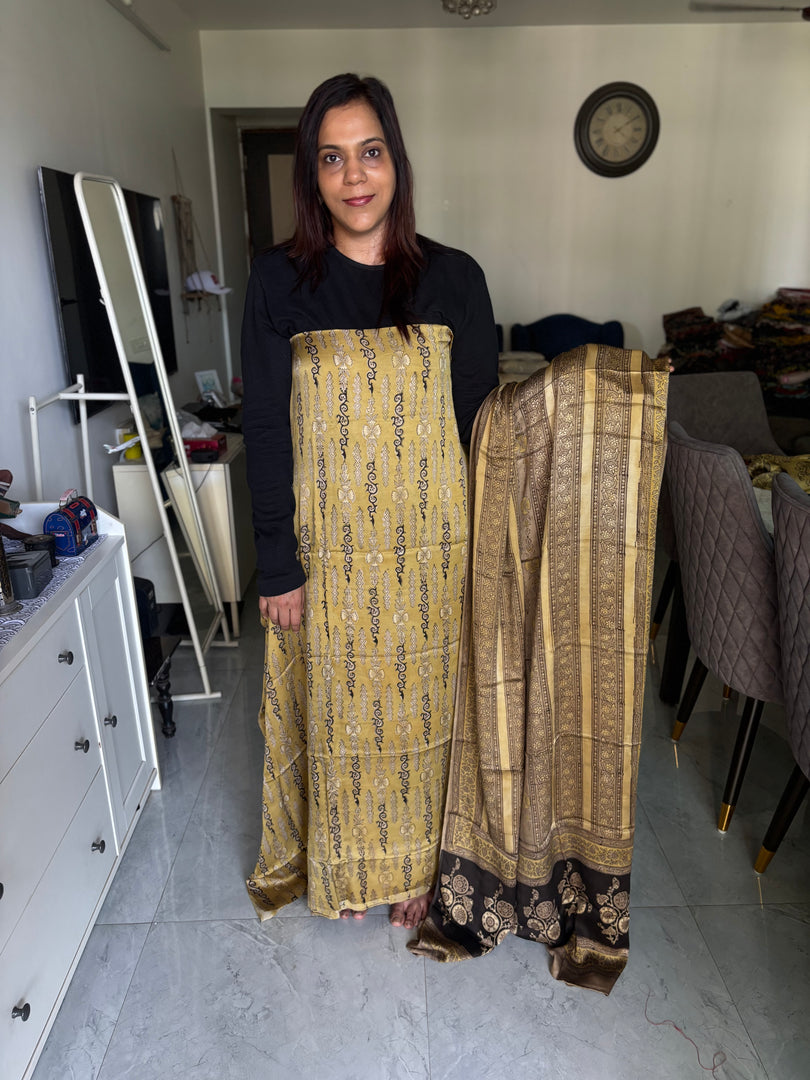 Pure vanaspathi handblocked modal silk 2 piece suit