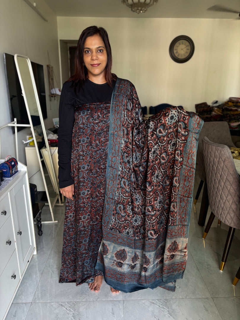 Pure vanaspathi handblocked modal silk 2 piece suit