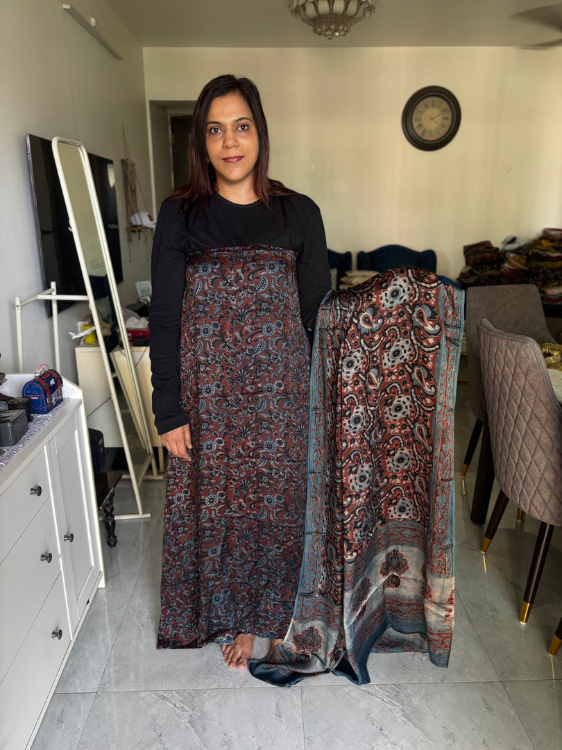 Pure vanaspathi handblocked modal silk 2 piece suit
