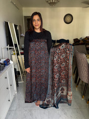 Pure vanaspathi handblocked modal silk 2 piece suit