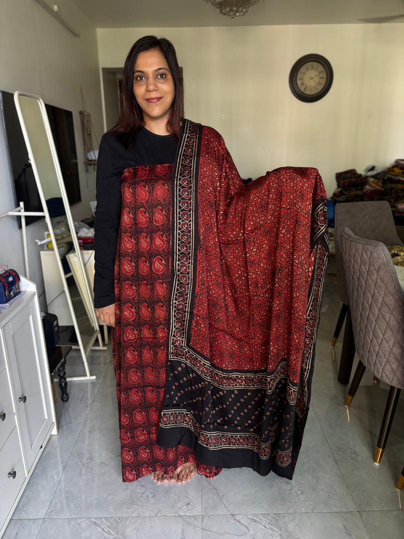 Pure vanaspathi handblocked modal silk 2 piece suit