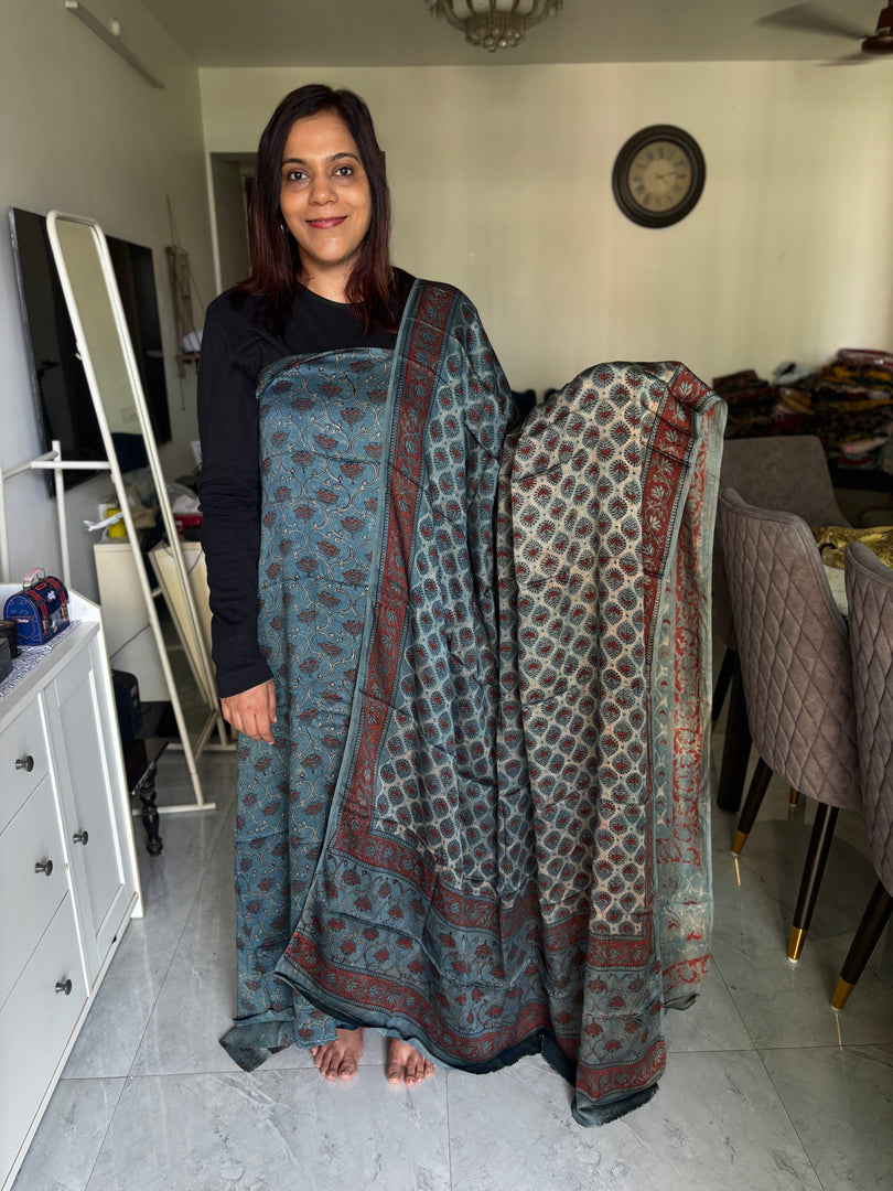 Pure vanaspathi handblocked modal silk 2 piece suit