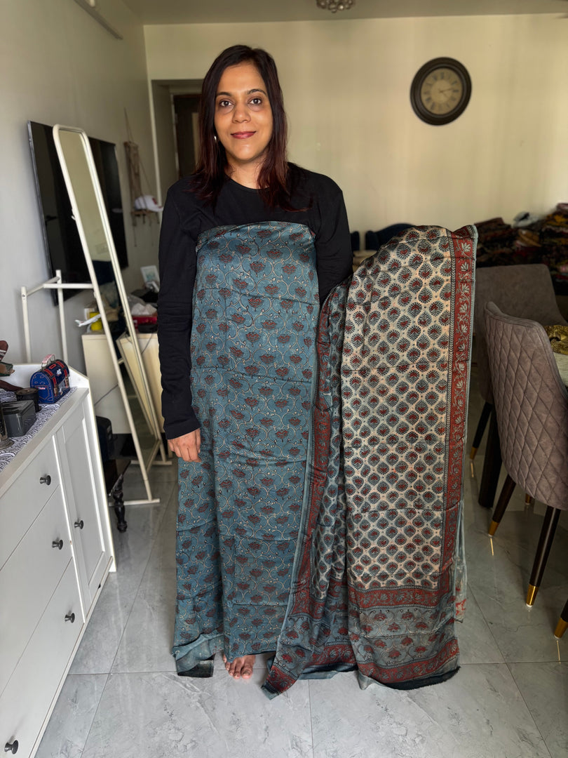 Pure vanaspathi handblocked modal silk 2 piece suit