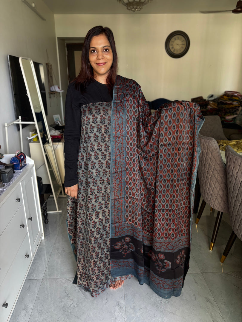 Pure vanaspathi handblocked modal silk 2 piece suit