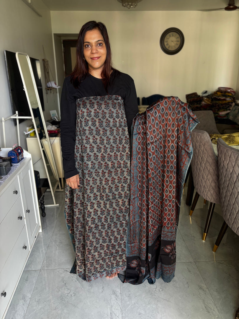 Pure vanaspathi handblocked modal silk 2 piece suit