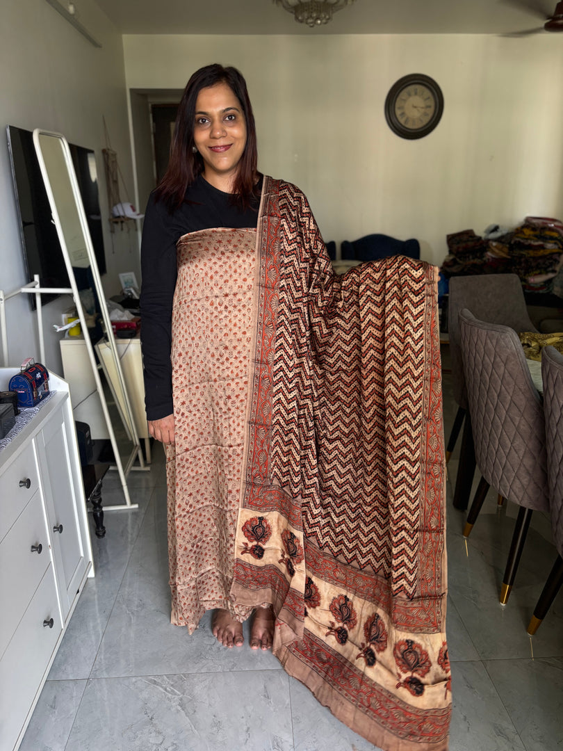 Pure vanaspathi handblocked modal silk 2 piece suit
