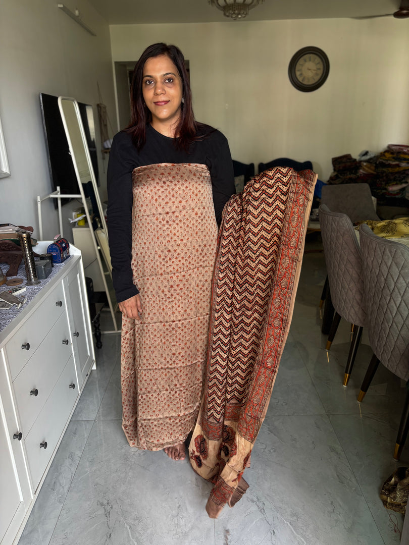 Pure vanaspathi handblocked modal silk 2 piece suit