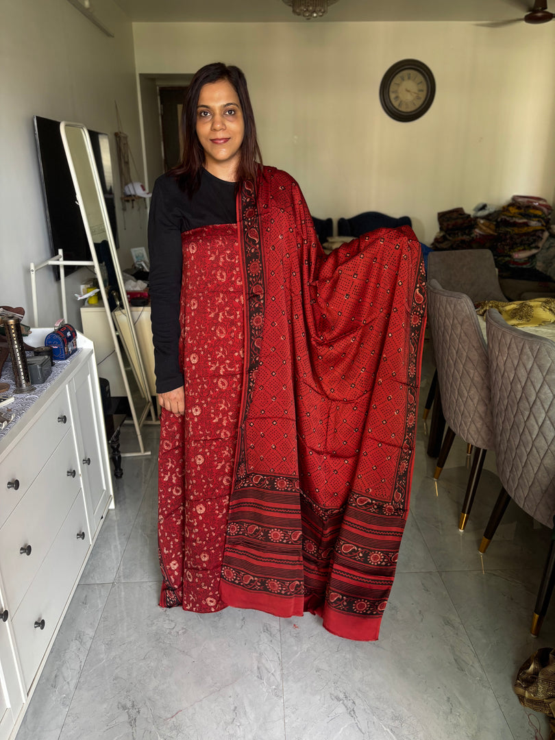 Pure vanaspathi handblocked modal silk 2 piece suit