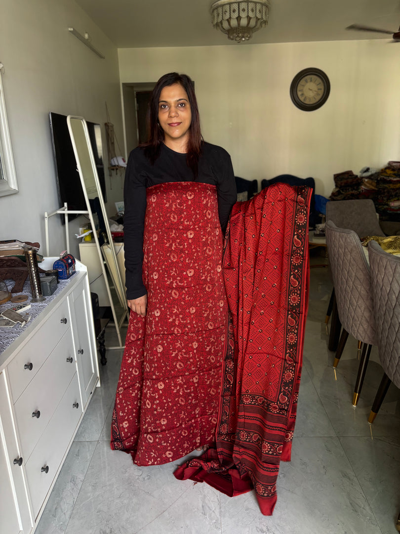 Pure vanaspathi handblocked modal silk 2 piece suit