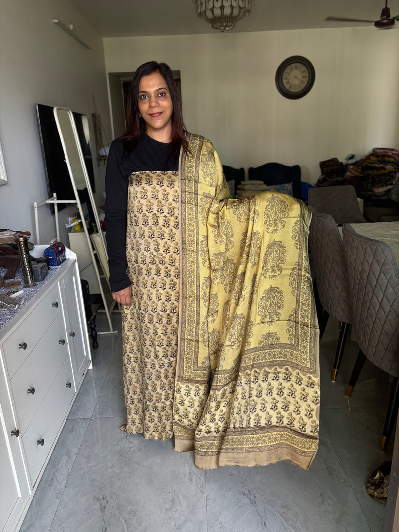 Pure vanaspathi handblocked modal silk 2 piece suit