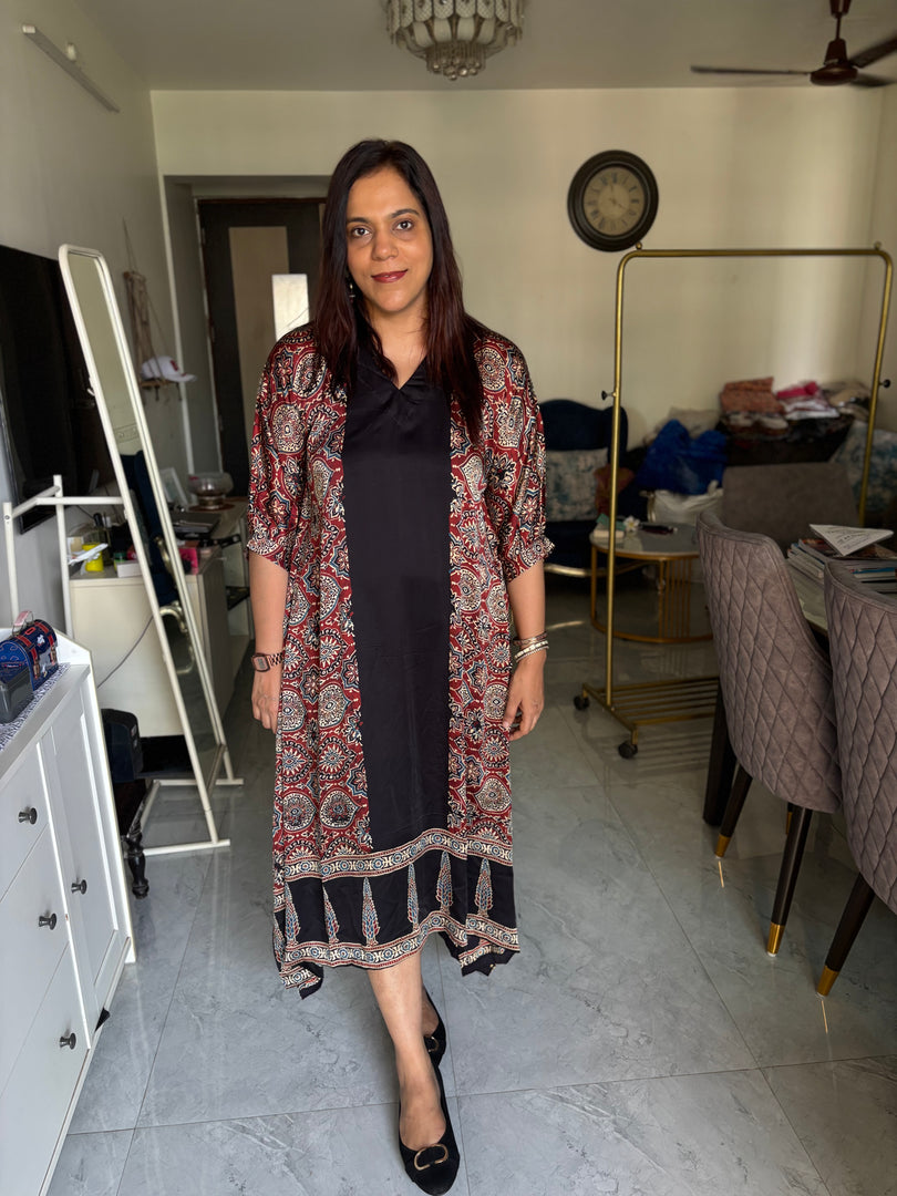 Modal silk ajrakh kaftan top