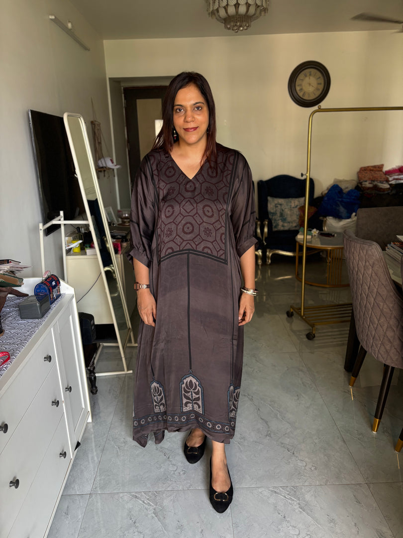 Modal silk ajrakh kaftan top