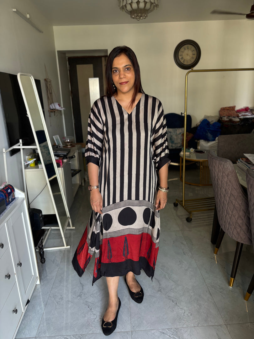 Modal silk ajrakh kaftan top