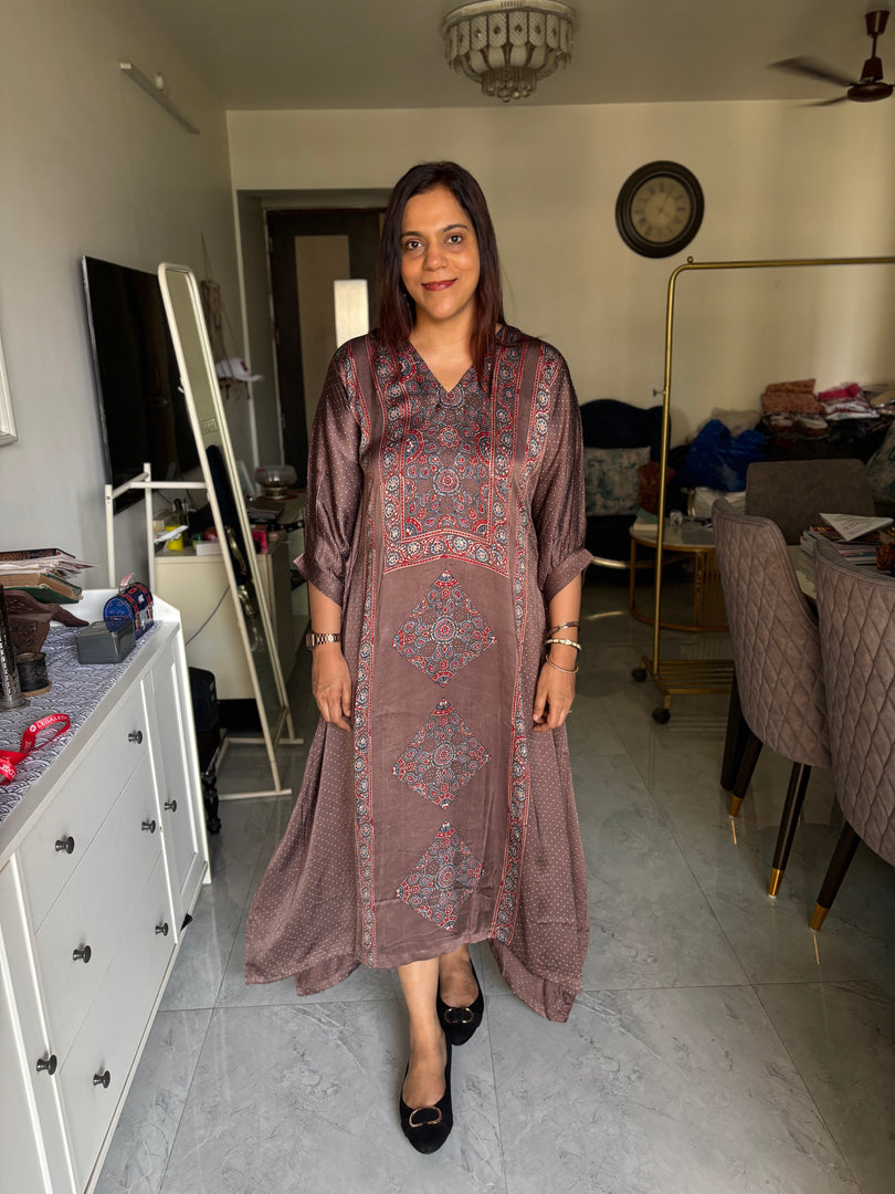 Modal silk ajrakh kaftan top