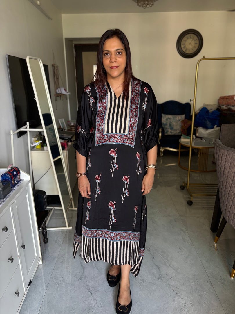 Modal silk ajrakh kaftan top