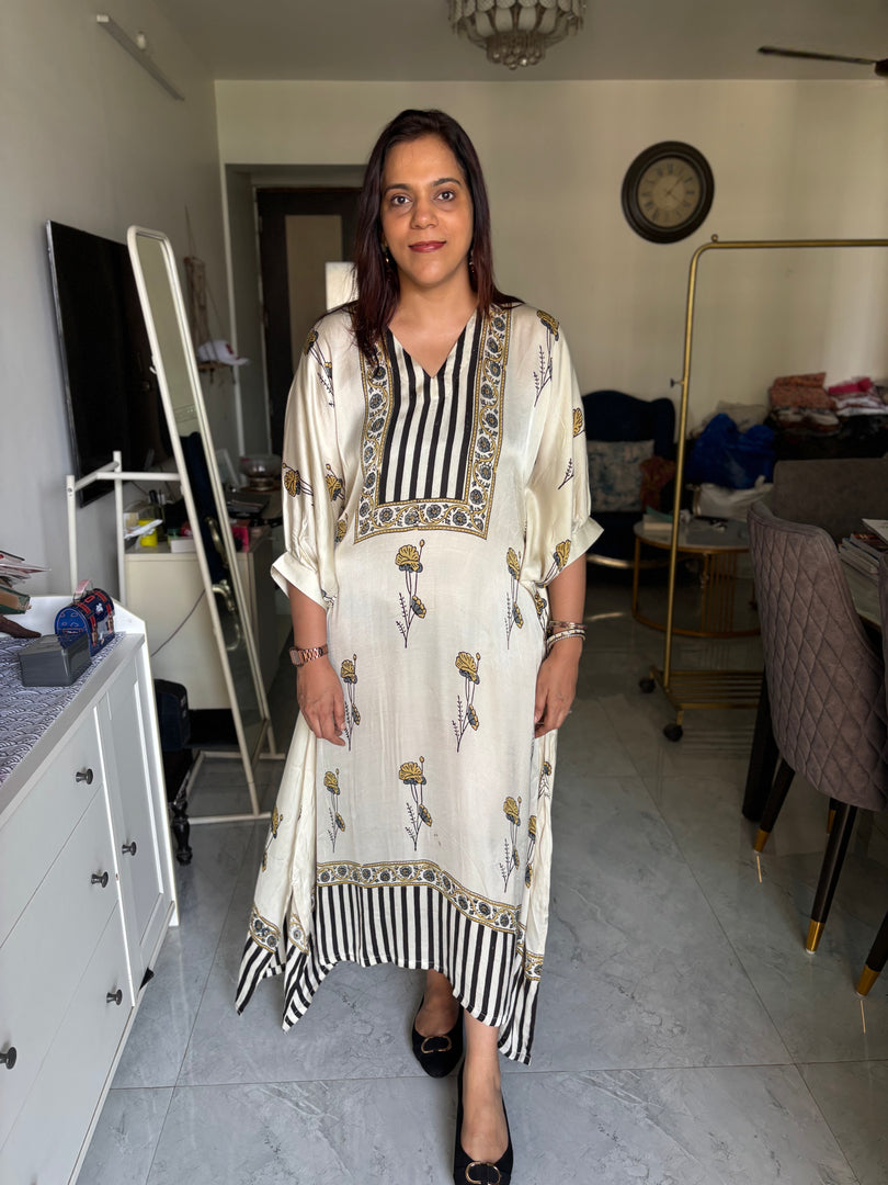 Modal silk ajrakh kaftan top
