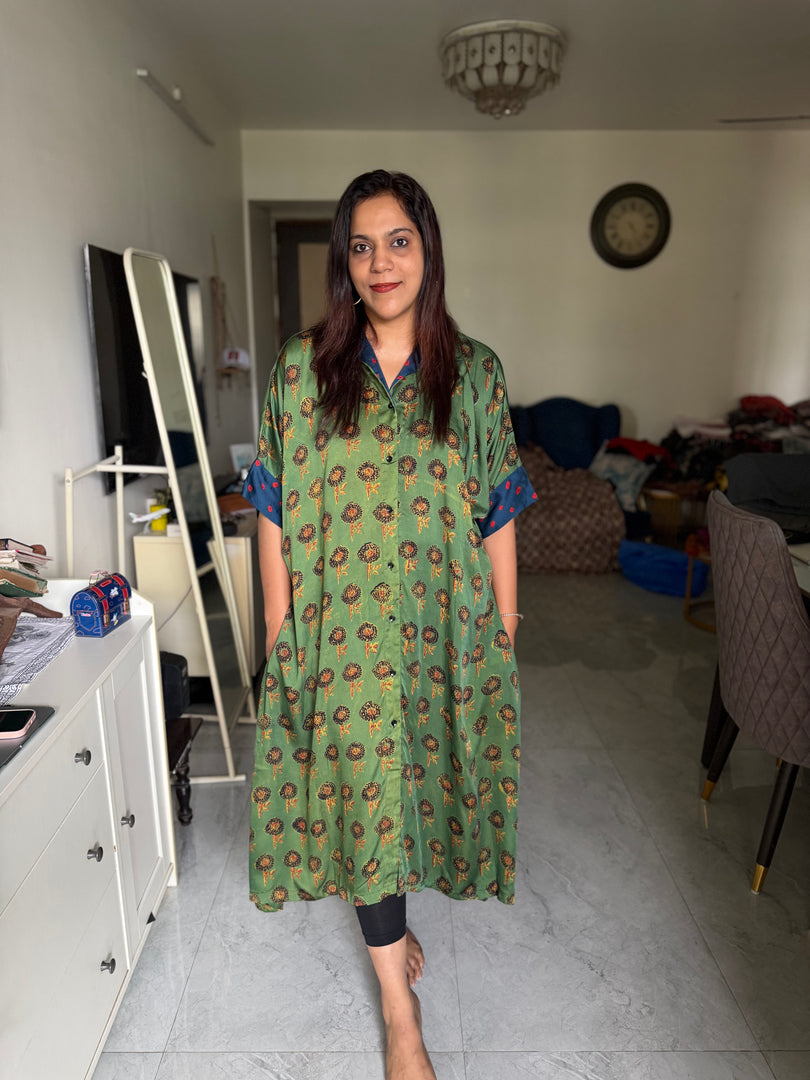 Modal silk vanaspathi kaftan shirt dress