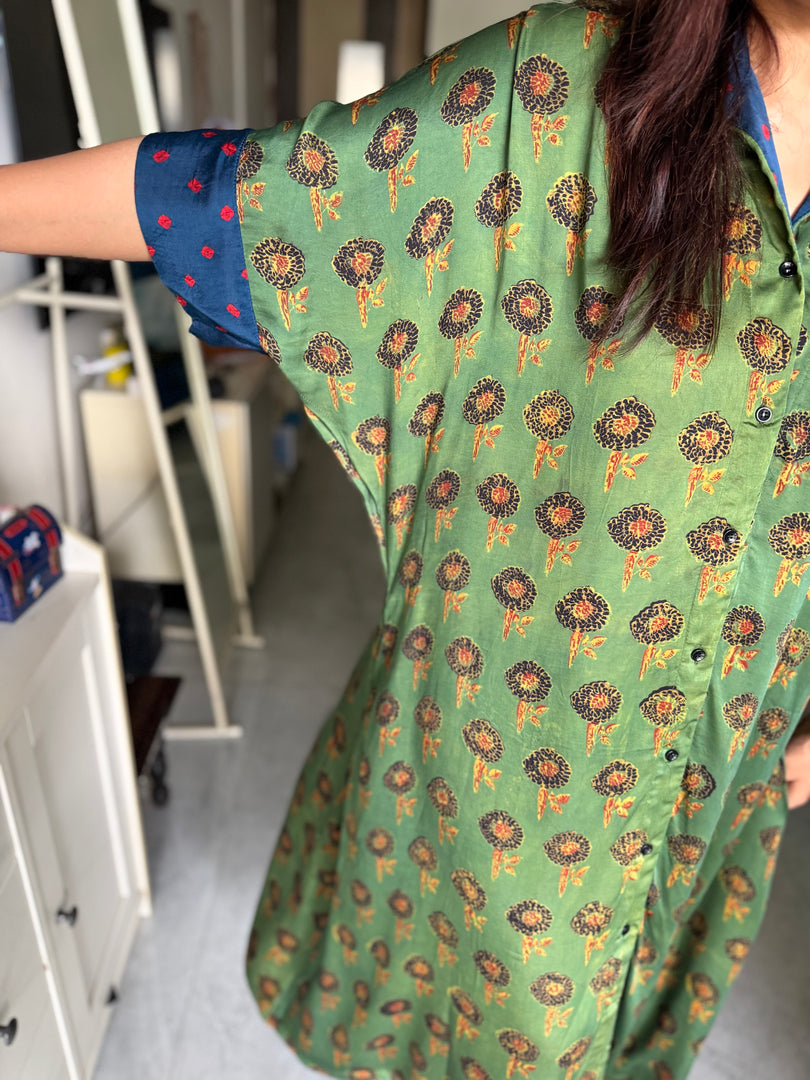 Modal silk vanaspathi kaftan shirt dress