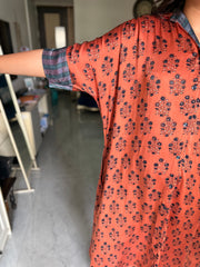 Modal silk ajrakh kaftan shirt dress