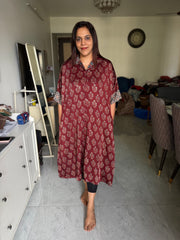 Modal silk ajrakh kaftan shirt dress