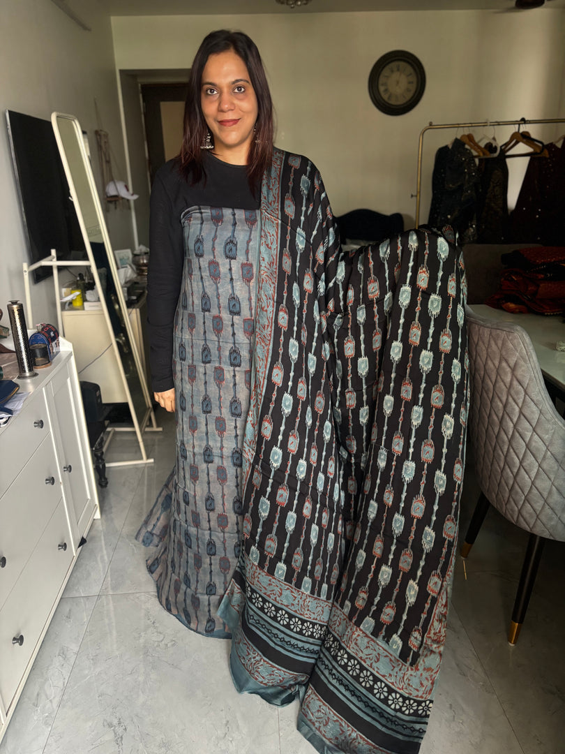 Pure vanaspathi handblocked modal silk 2 piece suit