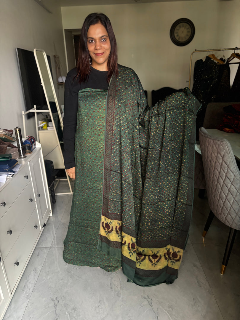 Pure vanaspathi handblocked modal silk 2 piece suit