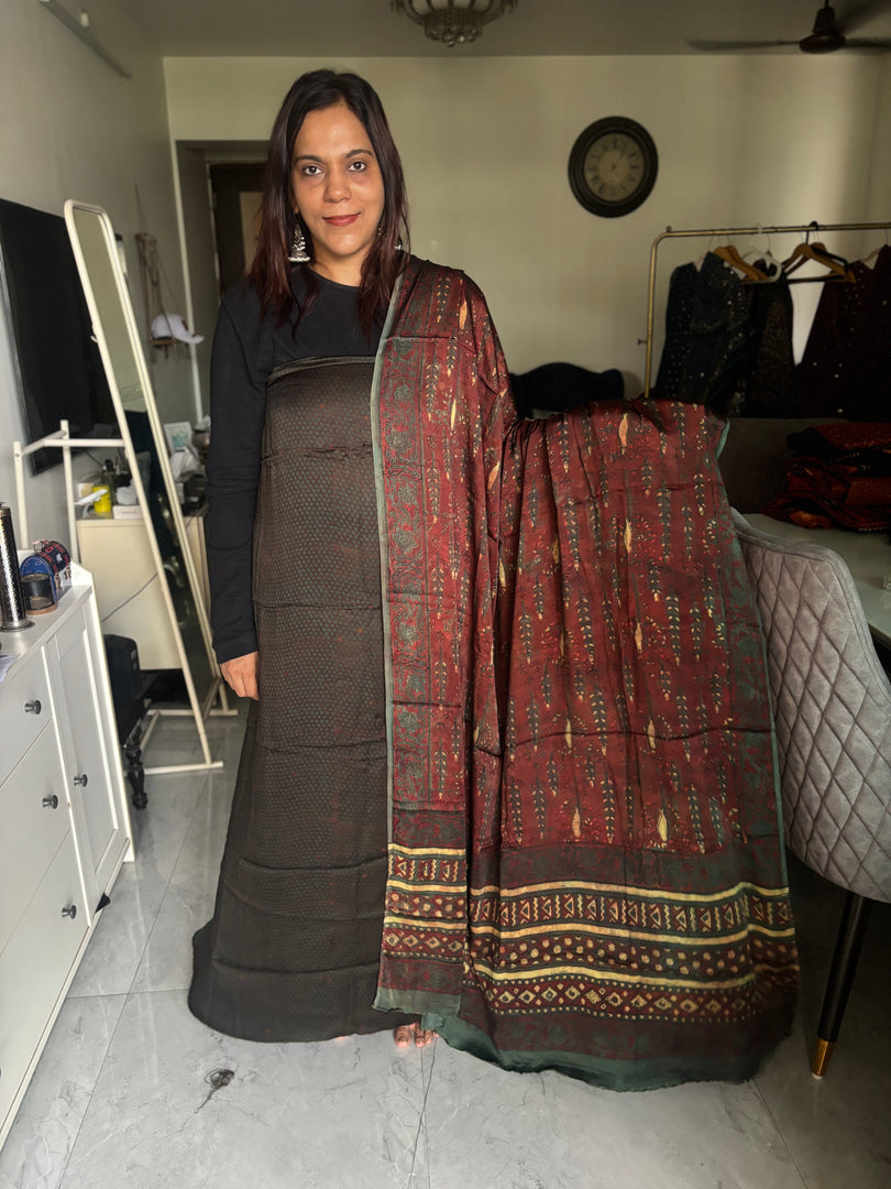 Pure vanaspathi handblocked modal silk 2 piece suit