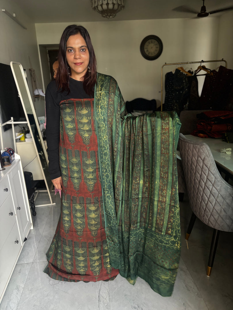 Pure vanaspathi handblocked modal silk 2 piece suit