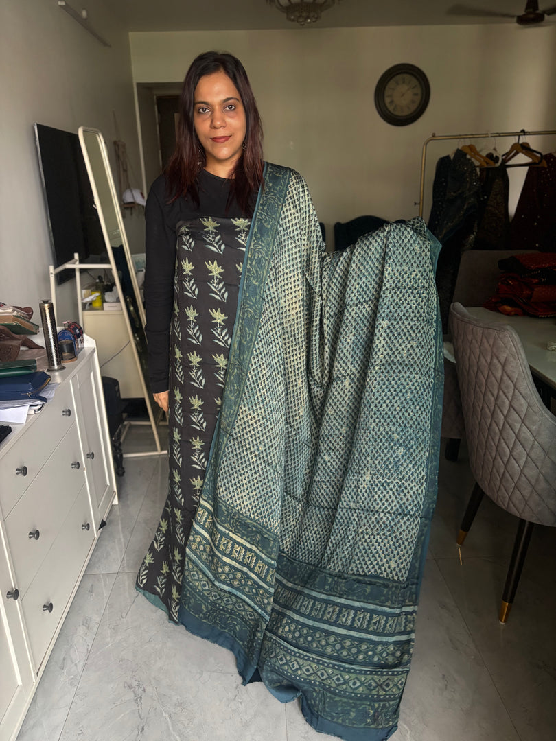 Pure vanaspathi handblocked modal silk 2 piece suit
