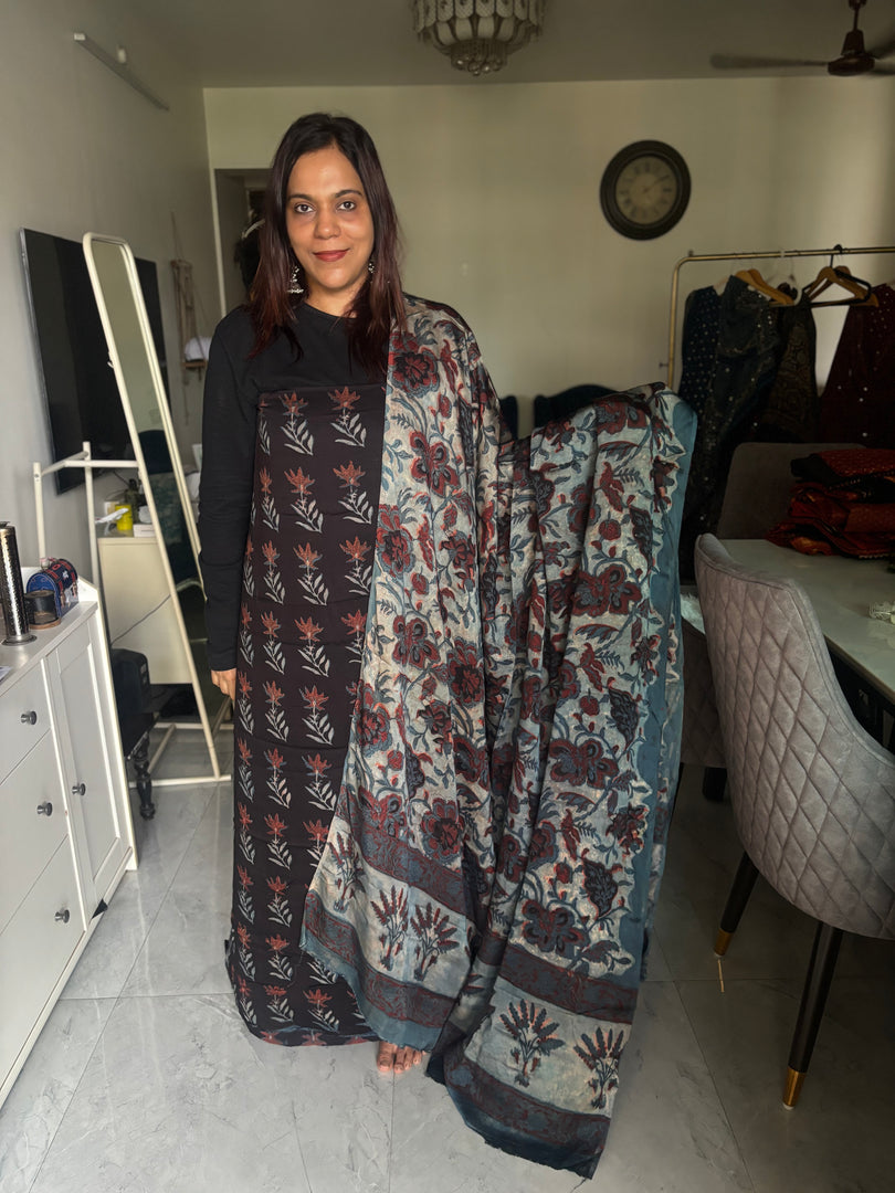 Pure vanaspathi handblocked modal silk 2 piece suit