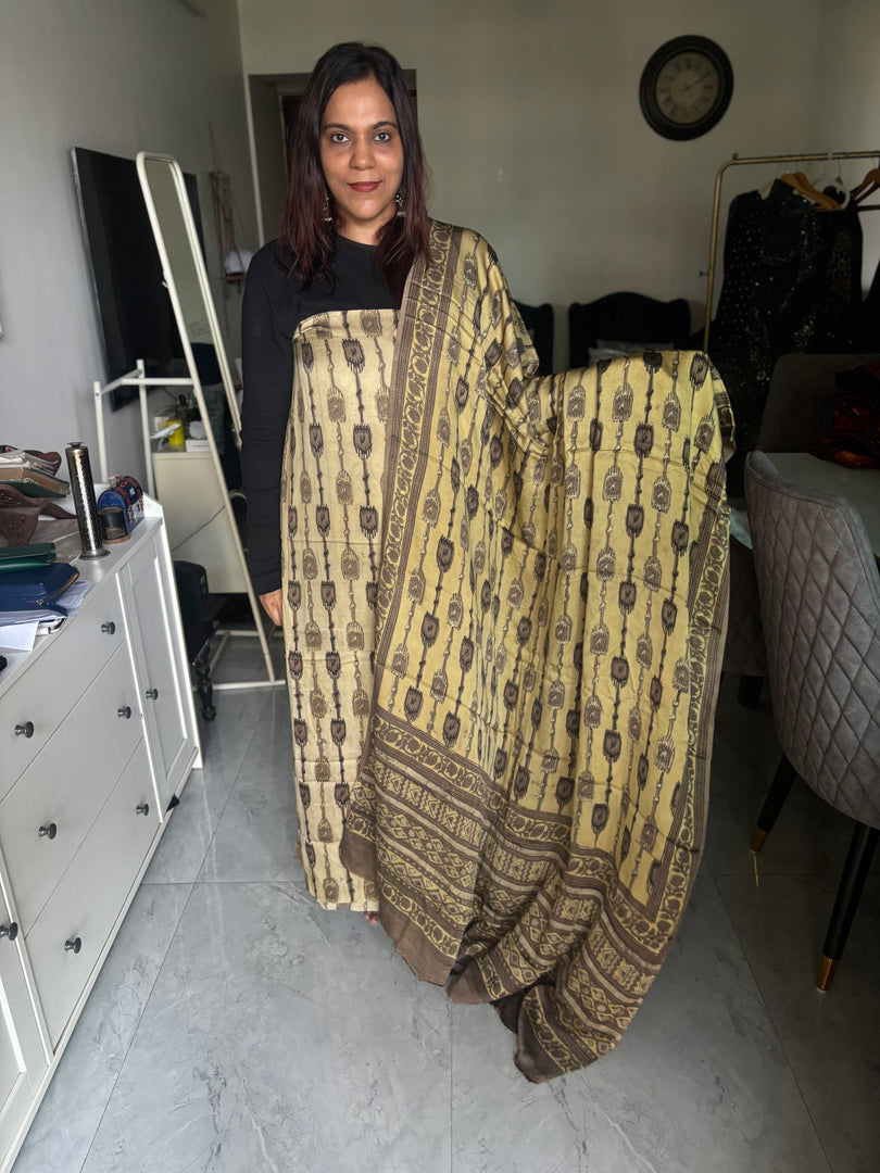 Pure vanaspathi handblocked modal silk 2 piece suit
