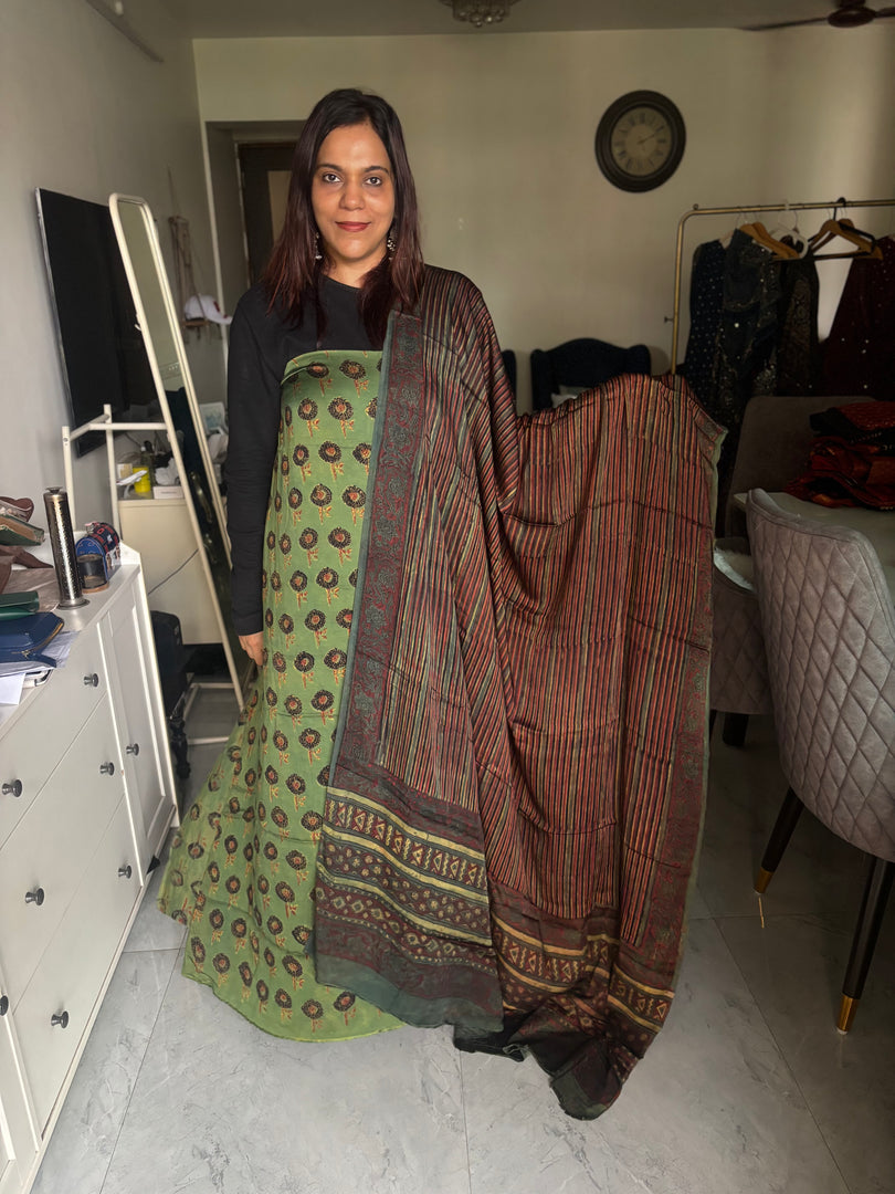 Pure vanaspathi handblocked modal silk 2 piece suit